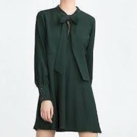 zara dark green dress